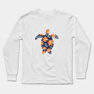 Floral Sea Turtle - 70s colors Long Sleeve T-Shirt